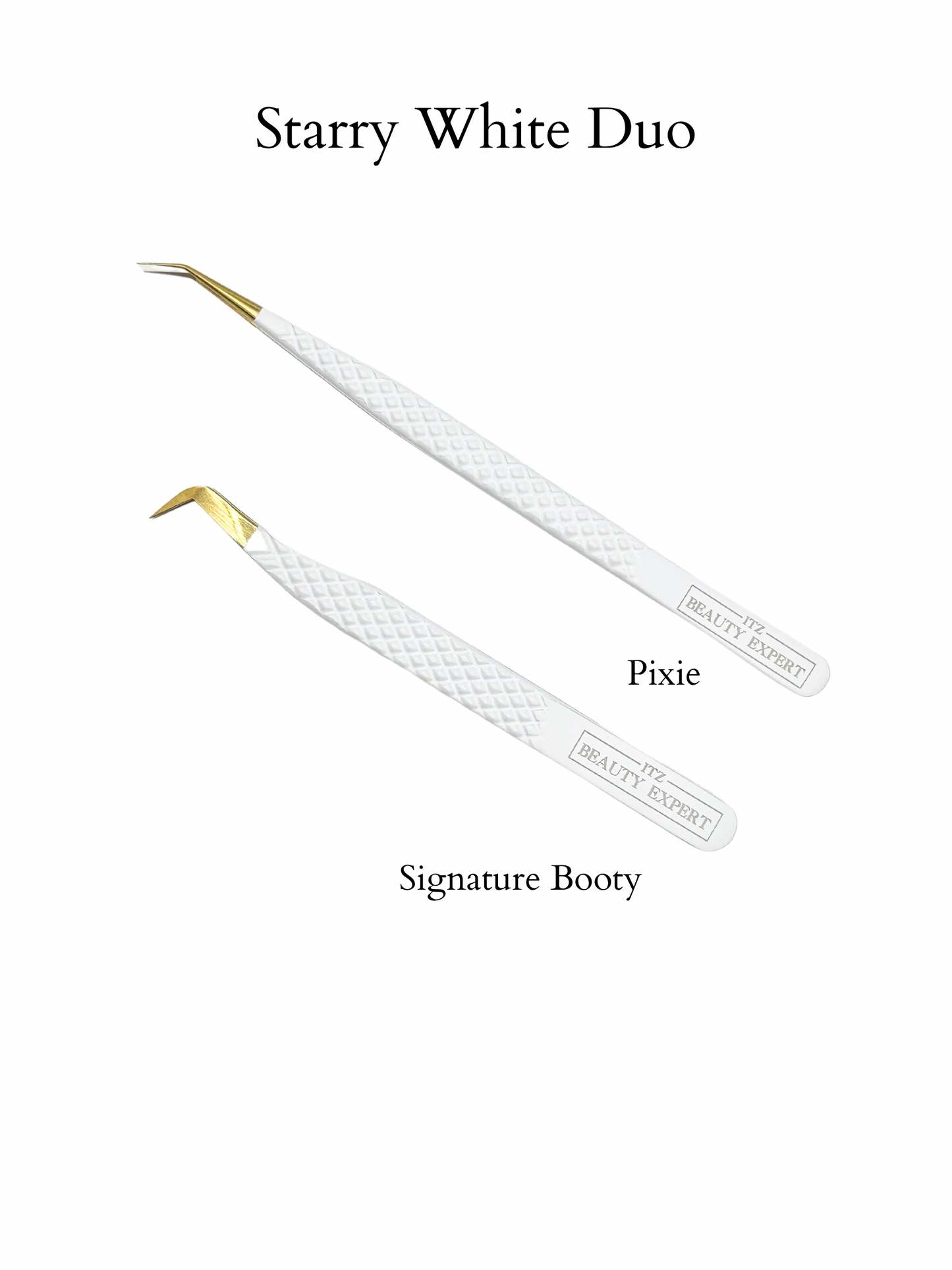 Starry White Fiber Tip Tweezer Duo